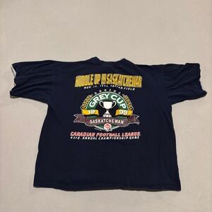 Vintage 1995 CFL Grey Cup Football Helmet Regina Saskatchewan T Shirt XL Navy